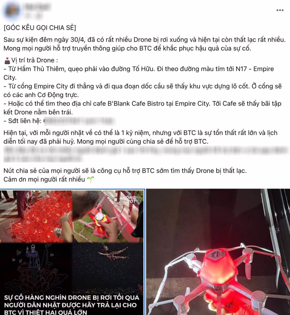 BTC trình diễn 10.500 drone: Nhờ nhiều người kêu gọi, chúng tôi đã thu lại gần đủ số drone làm rơi