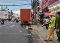 Xe tải tự trôi t::ông t::ử v::ong người chờ đèn đỏ