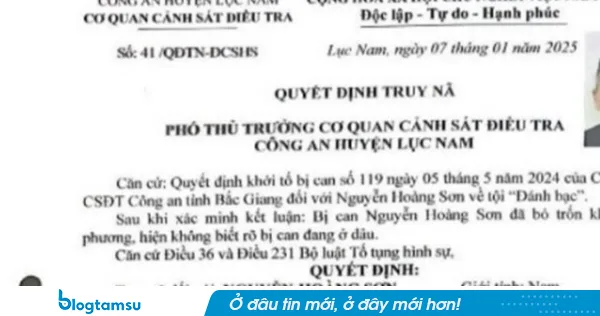 Công an truy nã Nguyễn Hoàng Sơn SN 1987