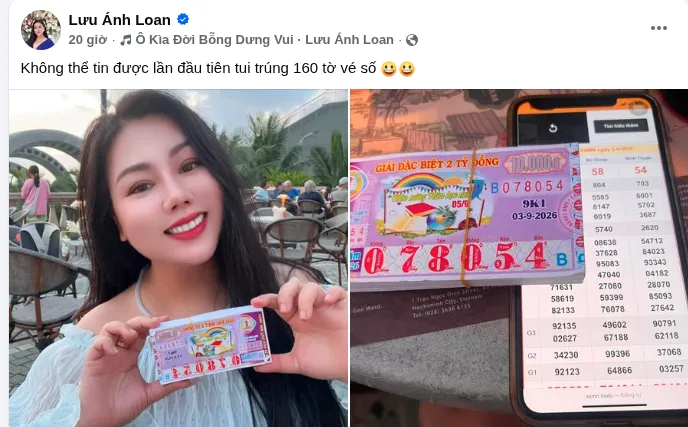 Nữ ca sĩ quê Kiên Giang trúng 160 tờ vé số